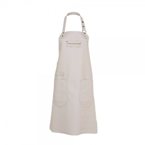Feuermeisterin Premium Leder Back- und Kochschürze Grau mit 2 Taschen
