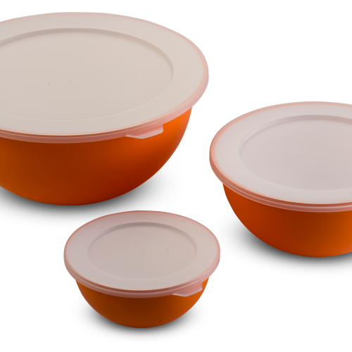 Omada Schüsselset mit Deckel 3teilig orange - Lebensmittelbehälter / Vorratsdosen
