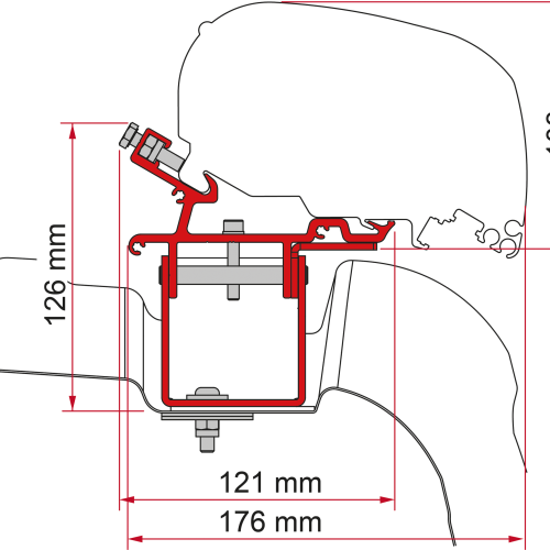 Fiamma Kit VW Crafter H3 / L3 RHD Markisenadapter für Fiamma F80 / F65 Rechtslenker - Markisenadapter