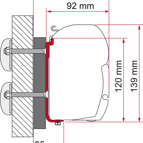 Fiamma Adapter Halterung Kit F45 - F70 für Dethleffs Globebus - Markisenadapter