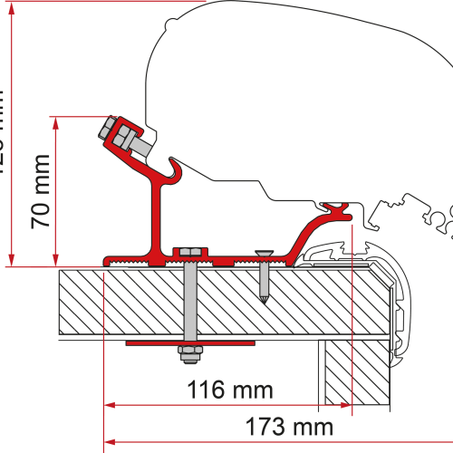 Fiamma  Adapter Carthago Malibu 340 Markisenadapter für Fiamma F80 / F65 340 - Markisenadapter
