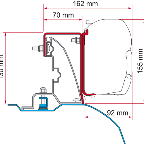 Fiamma Kit Fiat Ducato H2 Roof Rail - Alu-line Style Markisenadapter für Fiamma F45 - Markisenadapter