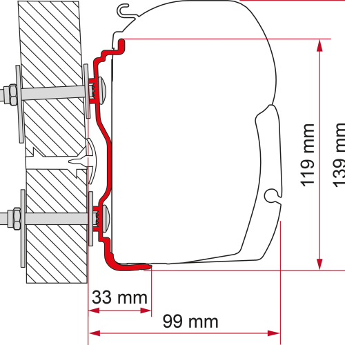 Fiamma Kit Hymer 2016 Markisenadapter für Fiamma F45 - Markisenadapter