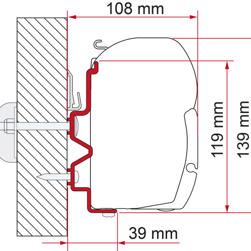 Fiamma Adapter Halterung F45 für Rapido Serie 9dF-9M-10  450 cm  - Markisenadapter