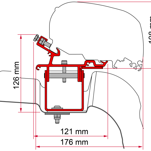 Fiamma Adapter-Kit Dachmarkise F80 für den VW Crafter L3H3 - Markisenadapter