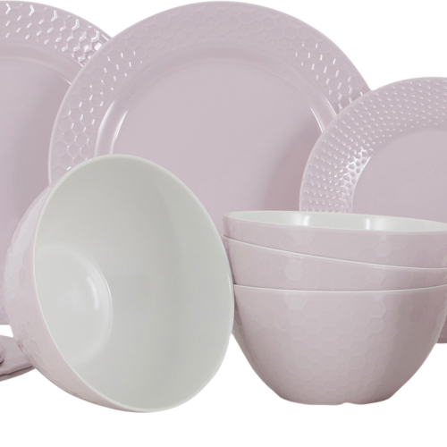 Gimex Royal Line Geschirr 16-tlg. pastel pink für 4 Personen - Kunststoff und Melamin Geschirr-Sets