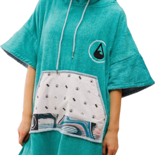 Wave Hawaii Bambus Liz Poncho S türkis S - Damenshirts, -blusen & -pullover