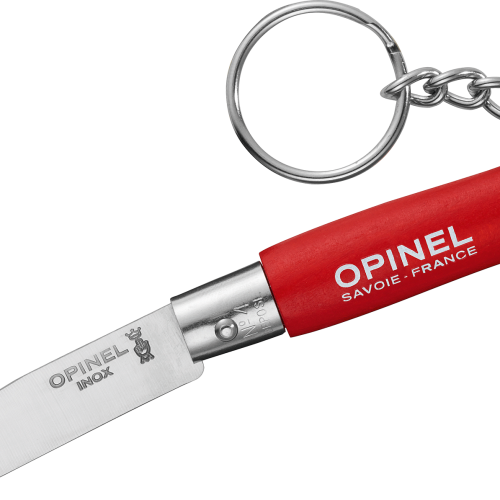 Opinel N°04 Taschenmesser mit Schlüsselanhänger Klingenlänge 5 cm rot - Campingbesteck