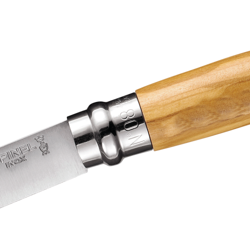 Opinel N°08 Taschenmesser Klingenlänge 8,5 cm Olivenholz  - Campingbesteck