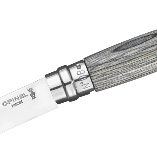 Opinel N°08 Taschenmesser mit Griff aus Birkenholz Klingenlänge 8,5 cm grau   - Campingbesteck