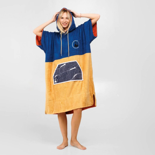 Wave Hawaii Bambus Poncho Flow L blau L - Herrenjacken