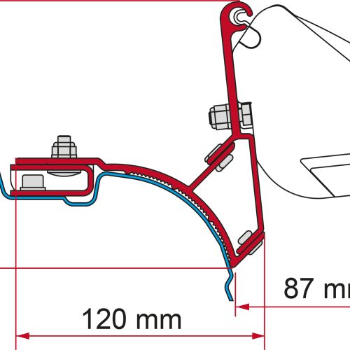 Fiamma Markisenadapter Kit VW T5/T6 Multivan Dachmontage - Markisenadapter
