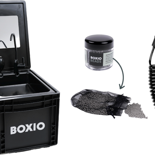 Boxio Wash Plus Mobiles Waschbecken Starter Set bestehend aus Boxio Wash / Shower / Beads / Mirror - Waschbecken