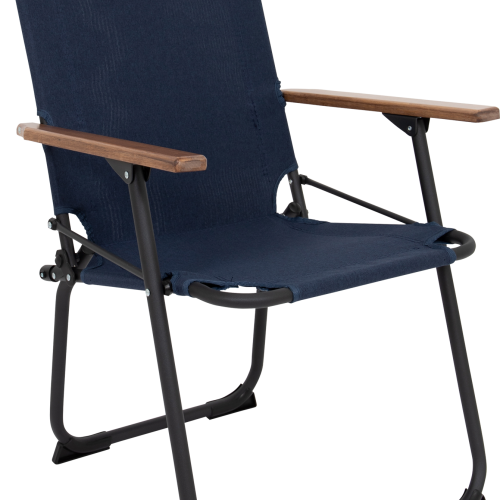 Bo-Camp Bushwick  M Industrial Campingstuhl mit Bambusarmlehnen blau - Klappstühle