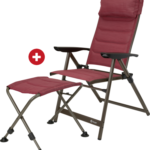 Berger Slimline Klappstuhl mit Beinauflage im Set bordeaux - Klappstühle