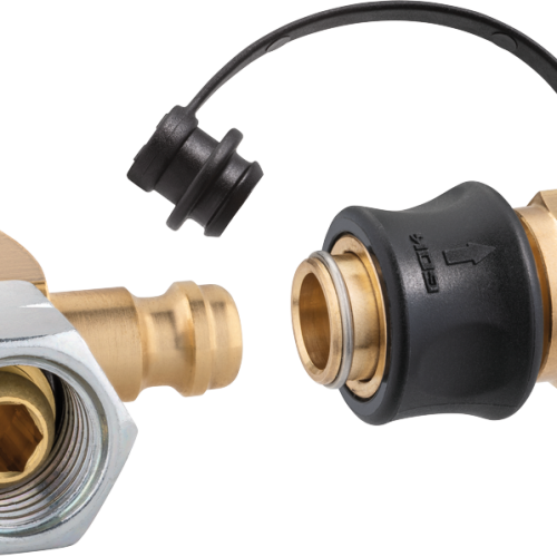 GOK Steckkupplung-Set Typ SKU-QR zum Verbinden von Schlauchleitungen mit mobilen Gasgeräten G 1/4 LH-KN auf  SKU und STN x G 1/4 LH-ÜM 90° - Gasflasche & Zubehör