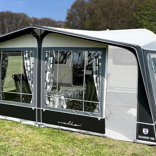 Walker Scandic 300 Wohnwagen  Vorzelt Anthrazit mit Glasfibergestänge Größe 960 Umlaufmaß 946 - 975 cm - Wohnwagenvorzelte