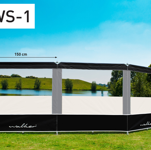 Walker Dreiteiliger Windschutz mit Alu Stangen WS-1 - Sichtschutz & Sonnenschirme