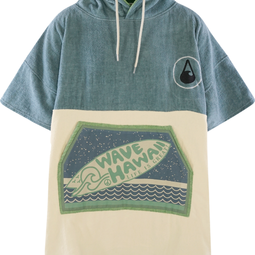 Wave Hawaii Strandponcho Curitiba Unisex L  hellblau L - Damenshirts, -blusen & -pullover