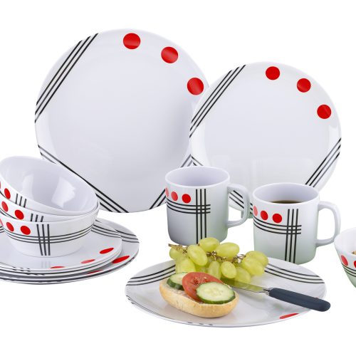 Berger Dots Melamin Geschirr-Set 16 teilig rot - Kunststoff und Melamin Geschirr-Sets