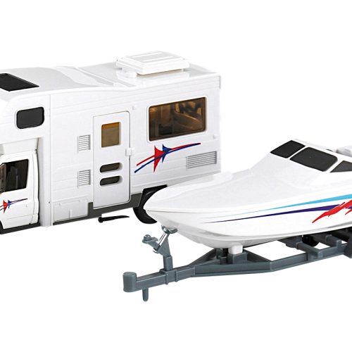 Motorhome-Wohnmobil mit Bootsanhänger - Spielsachen von Happy People