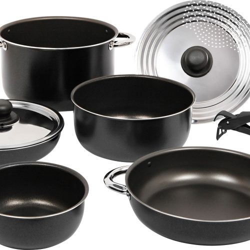 Berger Aluminiumtopfset stapelbar 9 teilig schwarz - Kochgeschirr-Sets