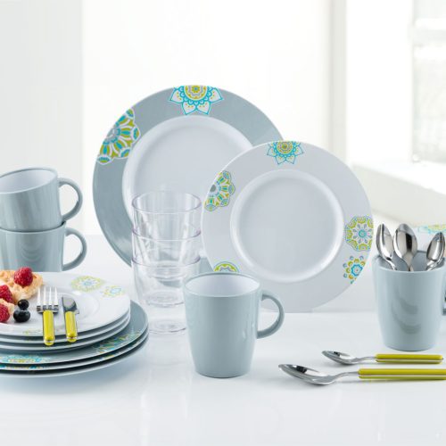 Berger Sandhya Melamin Geschirr-Set 37-tlg. inkl. Besteck lime - Kunststoff und Melamin Geschirr-Sets