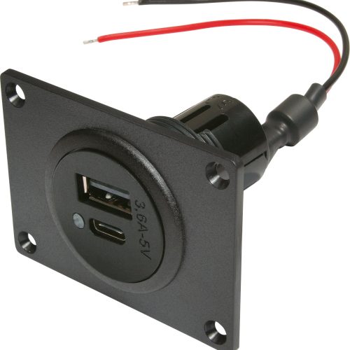 Power USB-C/A Doppelsteckdose EV mit Montageplatte 12-24V - 12 / 24 V Einbausteckdosen von ProCar
