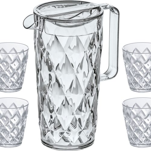 Koziol Crystal Kanne 1,6 Liter inkl. Trinkbecher - Gläser