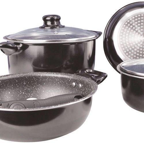 Gimex Black Line Kochtopf-Set 7-tlg. - Camping-Töpfe