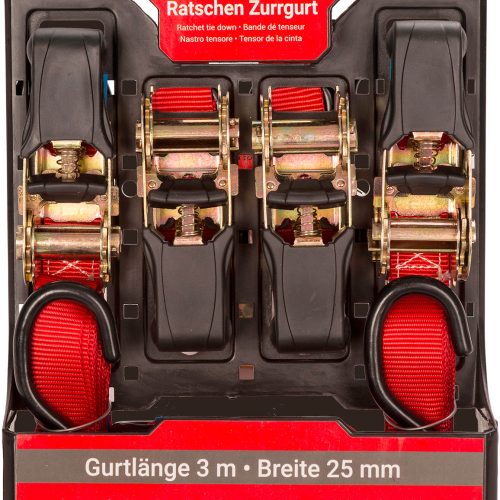 HP Ratschen-Zurrgurt-Set mit Haken 4 Stück a 3 Meter - Transportieren & Befestigen von HP Autozubehör