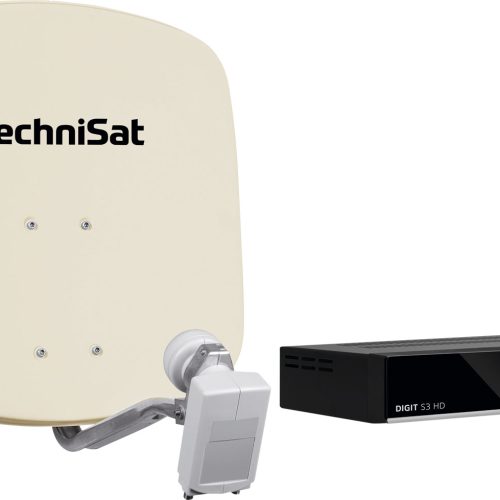 Technisat Set DigiDish 45 Sat-Antenne (Twin-LNB) mit Digit S3 HD SAT-Receiver beige - Camping-Sat-Anlagen