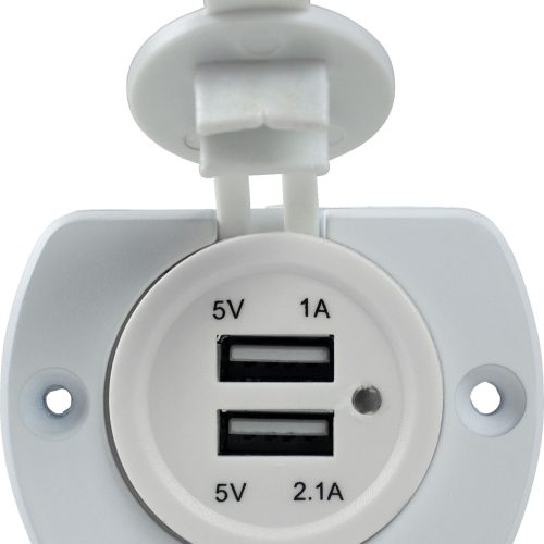 USB Einbau-Dose 2-fach weiß - 12 / 24 V Einbausteckdosen von AS-Schwabe