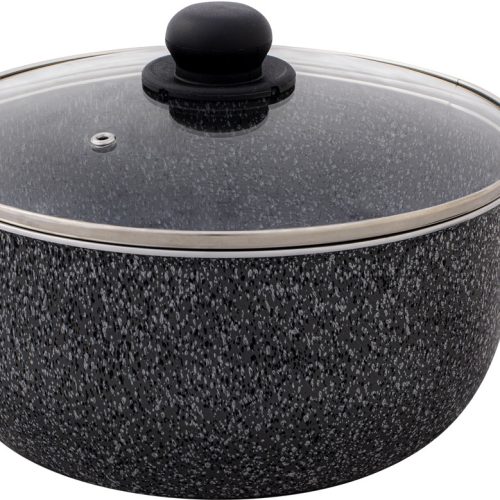 Berger Aluminium Kochtopf Stone Rock mit Glasdeckel 24 cm 4,5 Liter - Camping-Töpfe