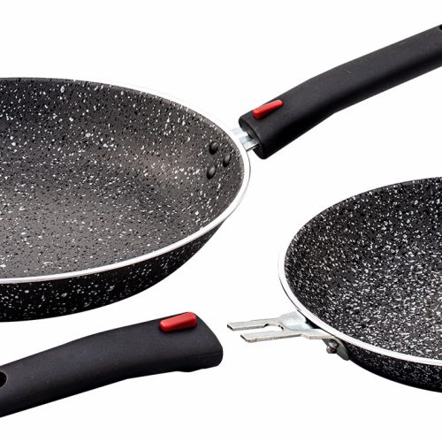 Berger Stone Rock Aluminium Pfannenset 4-tlg. - Camping Pfannen & Woks
