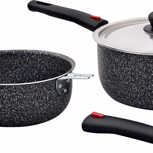 Berger Stone Rock Aluminium Kasserollen Set 6 teilig - Camping-Töpfe