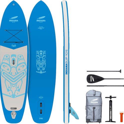 Indiana 10'6 Family Pack aufblasbares Stand Up Paddling-Board inkl. Paddel und Luftpumpe Blau - Schlauchboote, Kajaks & SUP-Boards von Indiana SUP