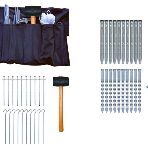 Berger Zeltheringe mit Abspannleine und Zubehör 50-tlg. - Zeltheringe & Abspannmaterial