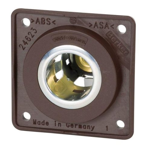 Beker Power Steckdose 12 V mit Flachsteckeranschluss braun - 12 / 24 V Einbausteckdosen von Berker