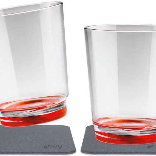 silwy® Tritan-Magnetgläser mit Untersetzer 2er Set  (250 ml) Rot - Gläser