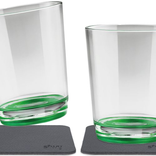 silwy® Tritan-Magnetgläser mit Untersetzer 2er Set  (250 ml) Grün - Gläser