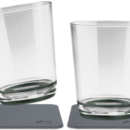 silwy® Tritan-Magnetgläser mit Untersetzer 2er Set  (250 ml) Grau - Gläser