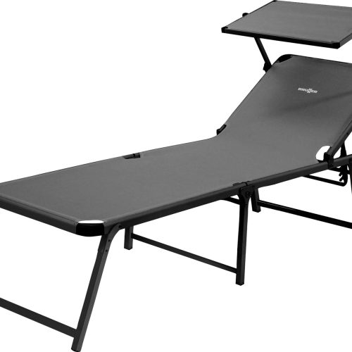 Brunner Marbella High Sonnenliege mit Sonnenschutzdach 198 cm grau - Liegen