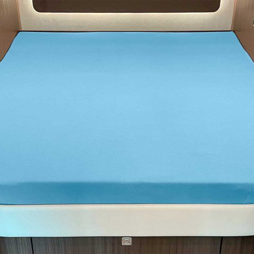 Spannbettlaken für Queensbett mit Abrundung oder Ecke Stahlblau - Schlafkomfort