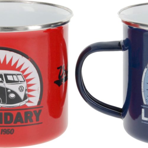 VW Collection T1 Bulli Emaille Tassen Set 2 Stück 350 ml - Becher und Tassen