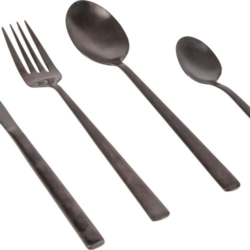 Bo-Camp Industrial Edelstahl Besteckset 16-tlg. Schwarz - Campingbesteck
