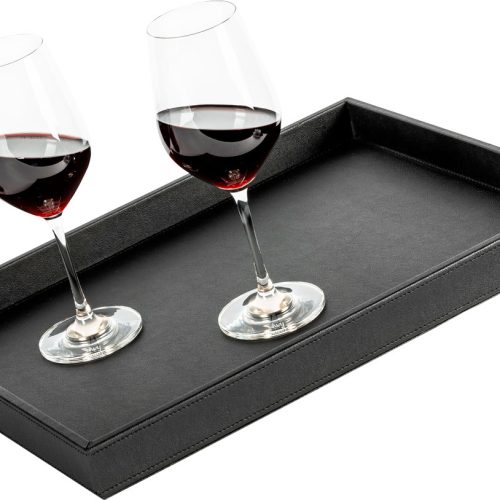 silwy® Metall Tablett Leder-Look 41,5 x 31,5 x 4 cm - Ordnungssysteme
