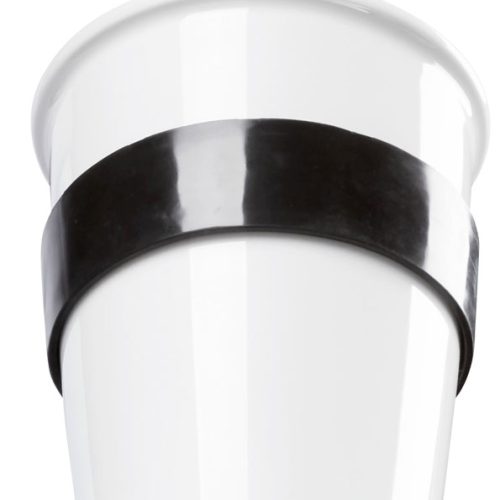 silwy® To-Go-Cup Porzellan Becher mit Deckel inkl. Metall-Nano-Gel Pad Untersetzer (350 ml) - Becher und Tassen