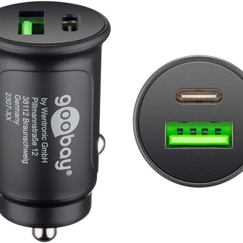 Goobay Dual-USB Auto Schnellladegerät USB-A und USB-C Power Delivery  - Batterie-Ladegeräte
