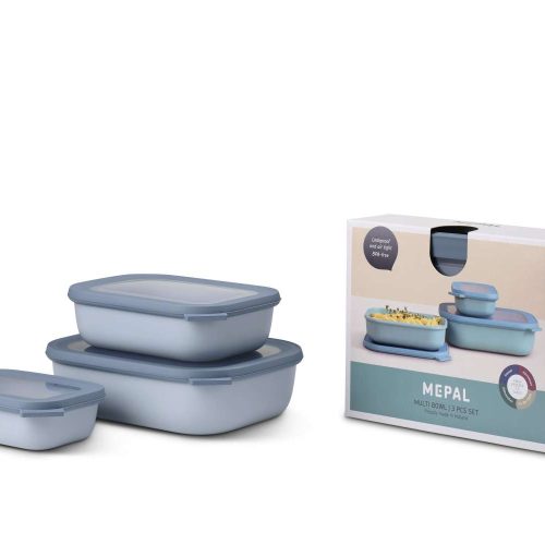 Mepal Cirqula Multischüssel Set rechteckig flach 3-teilig  Nordic blue - Lebensmittelbehälter / Vorratsdosen